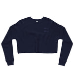 Clishirt© Embroidered Blue Fish Navy Crop Sweatshirt