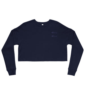 Clishirt© Embroidered Blue Fish Navy Crop Sweatshirt