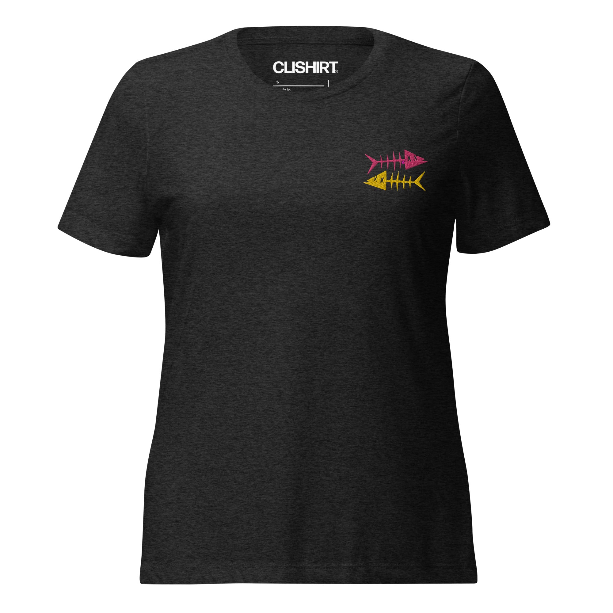 Clishirt© Embroidered Magenta Fish Yellow Fish Women’s relaxed tri-blend t-shirt