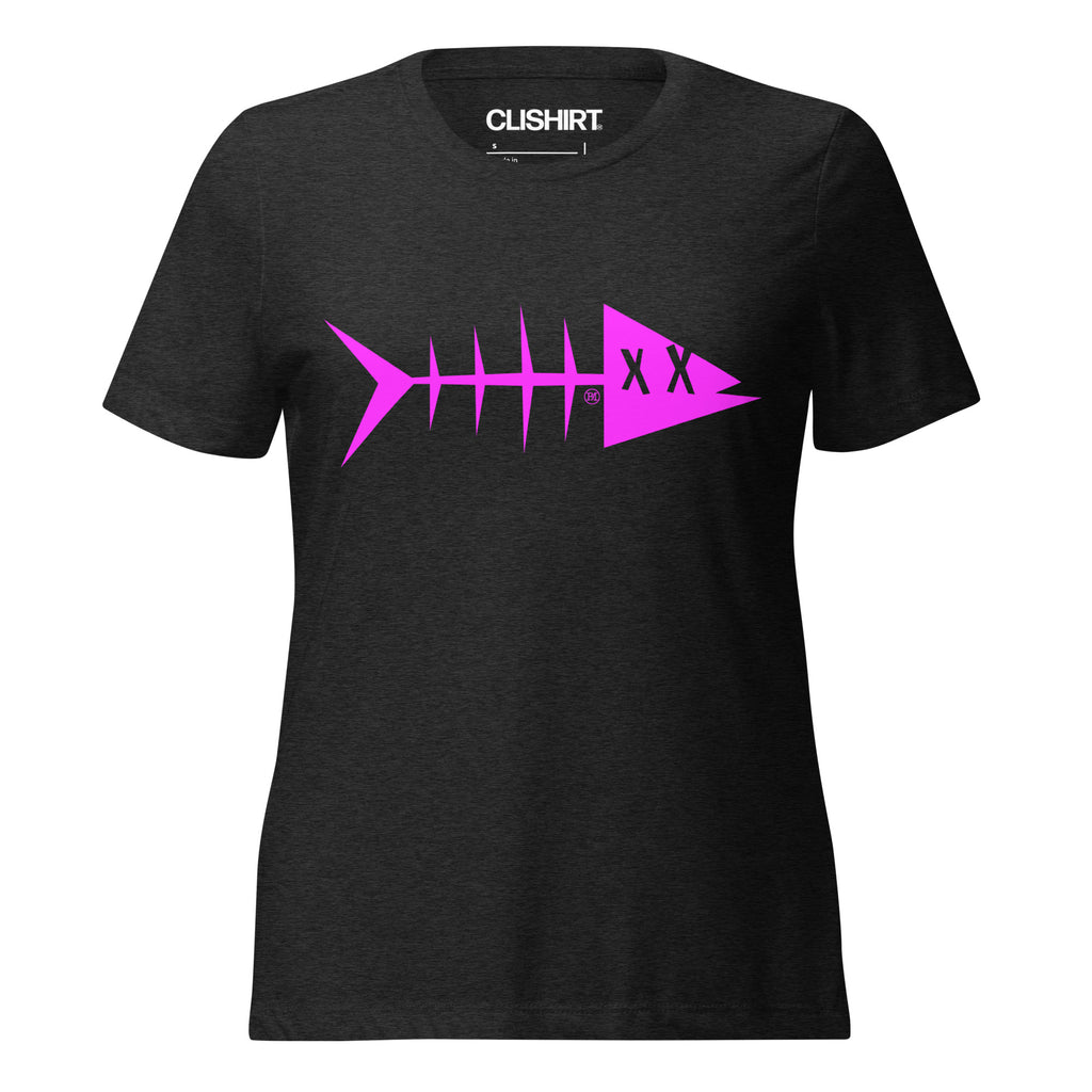 Clishirt© Magenta Fish Women’s Black relaxed tri-blend t-shirt