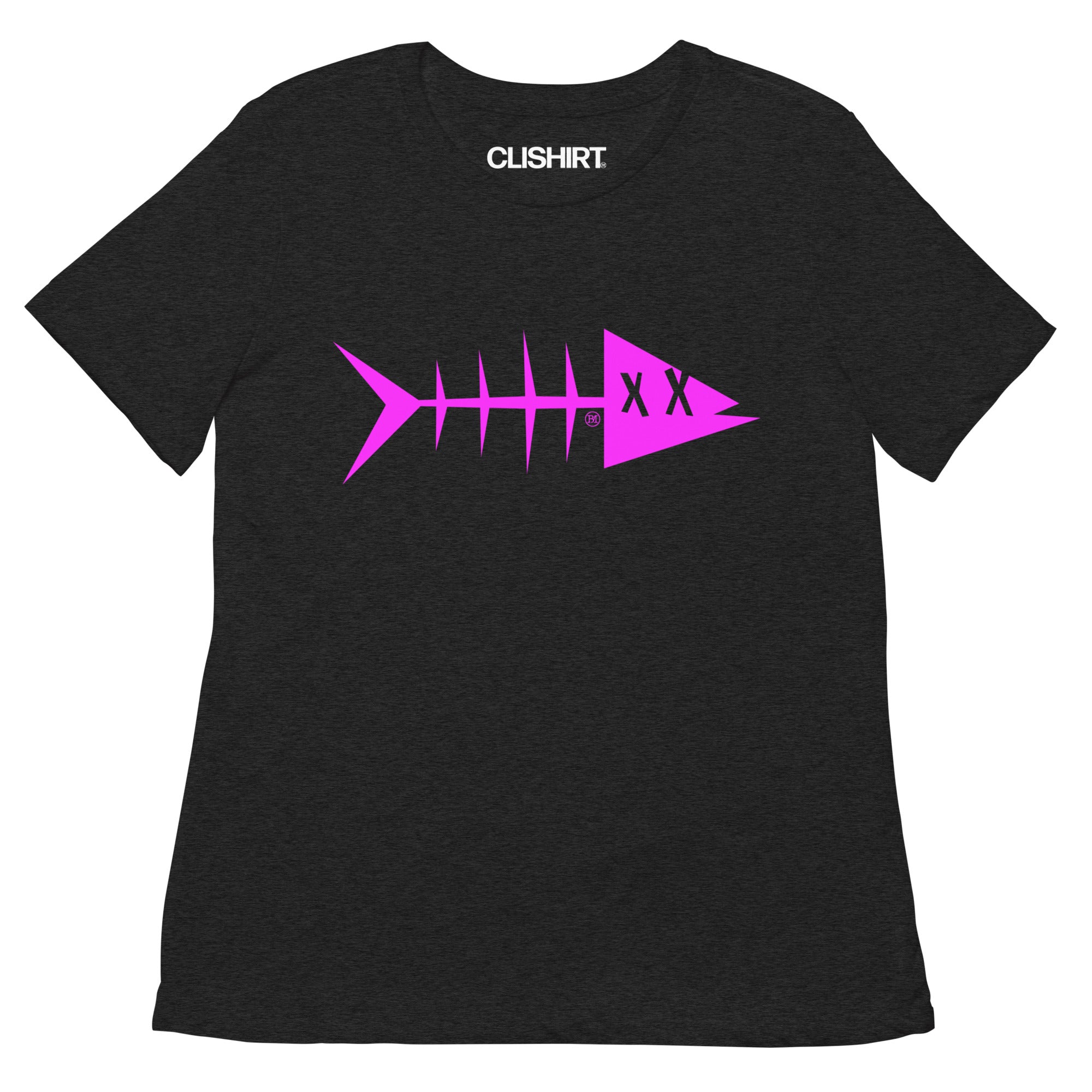 Clishirt© Magenta Fish Women’s Black relaxed tri-blend t-shirt