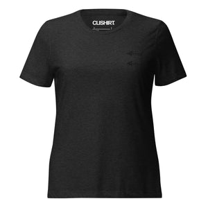 Clishirt© Embroided Black Fish on Black Women’s relaxed tri-blend t-shirt