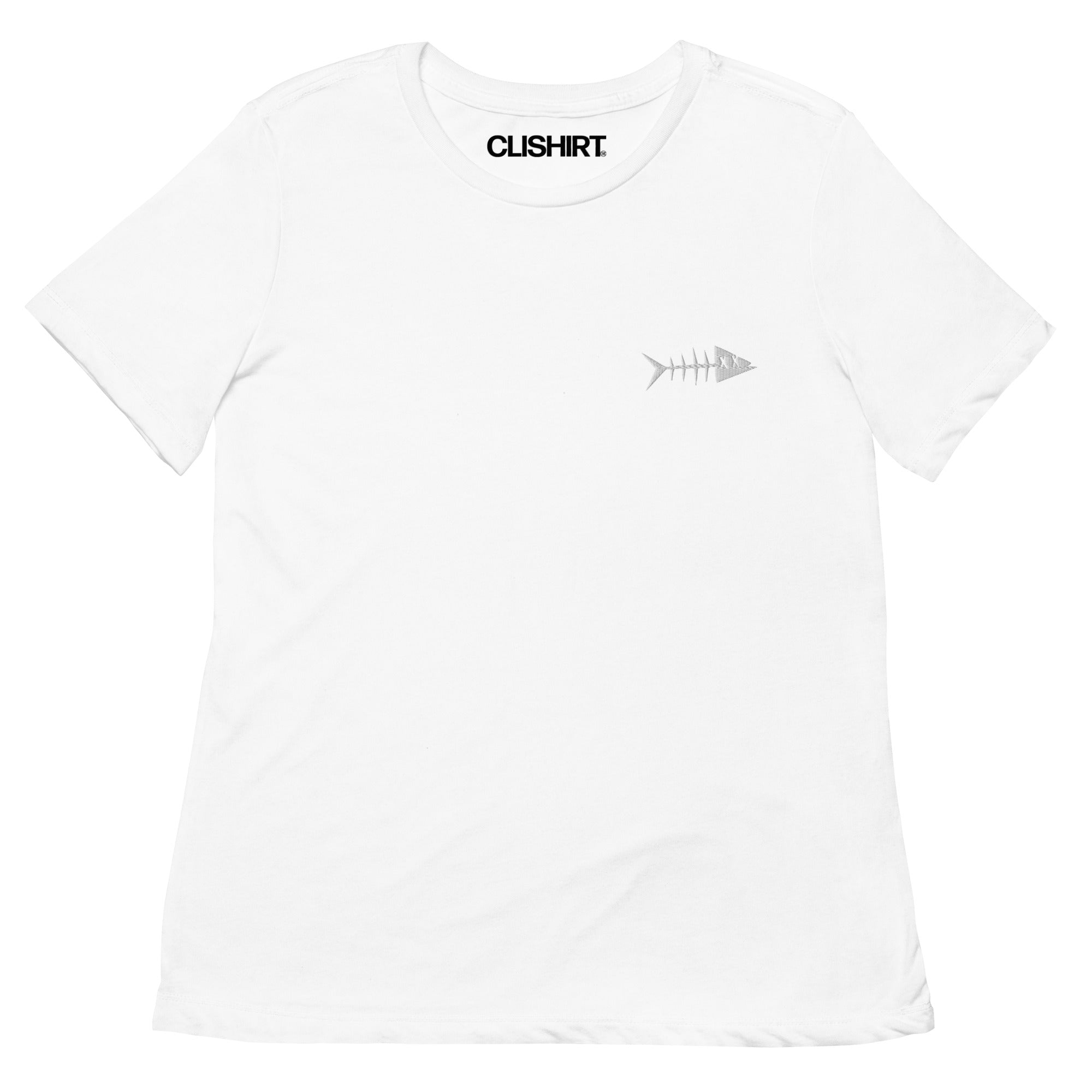 Clishirt© Embroidered White Fish Women’s relaxed tri-blend t-shirt