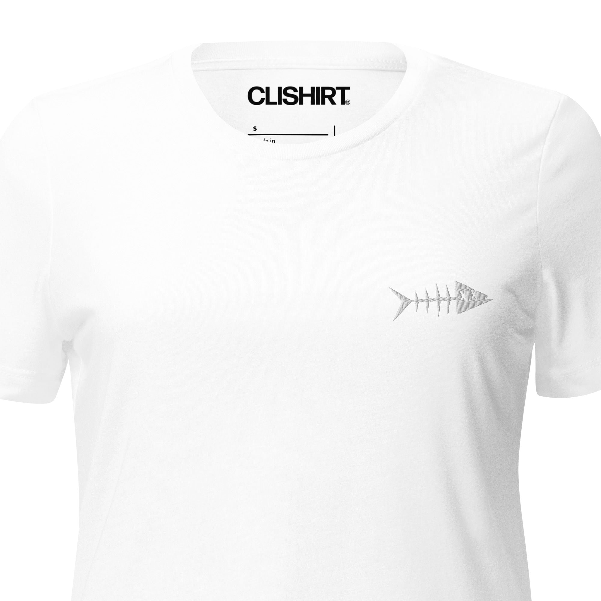 Clishirt© Embroidered White Fish Women’s relaxed tri-blend t-shirt