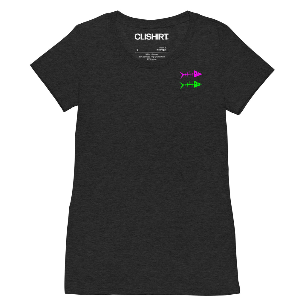 Clishirt© Green Magenta Fish Tri-Blend Ladies' short sleeve t-shirt