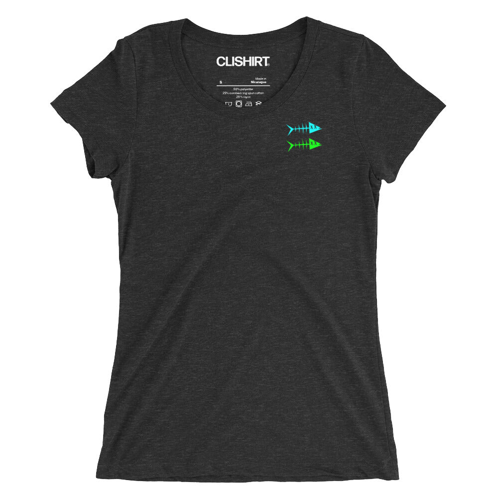 Clishirt© Cyan Green Fish Tri-Blend Ladies' short sleeve t-shirt