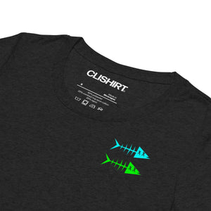Clishirt© Cyan Green Fish Tri-Blend Ladies' short sleeve t-shirt