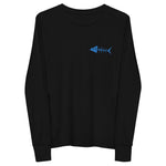 Clishirt© Embroidered Blue Fish Youth long sleeve tee