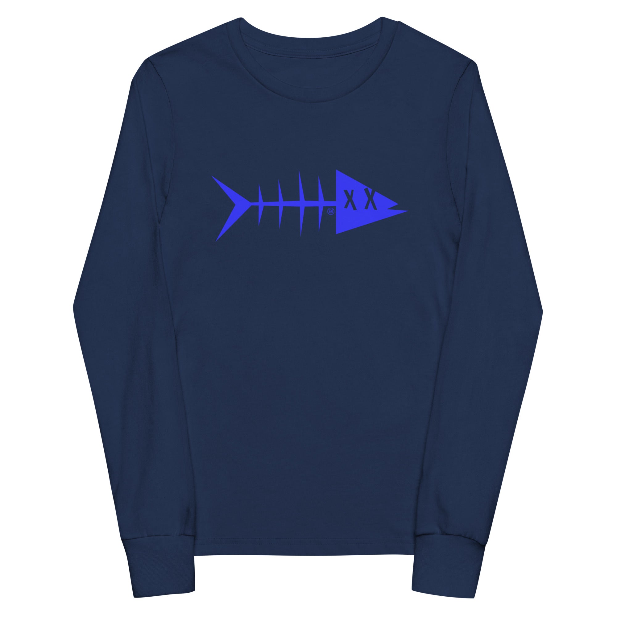 Clishirt© Blue Fish Youth navy long sleeve tee