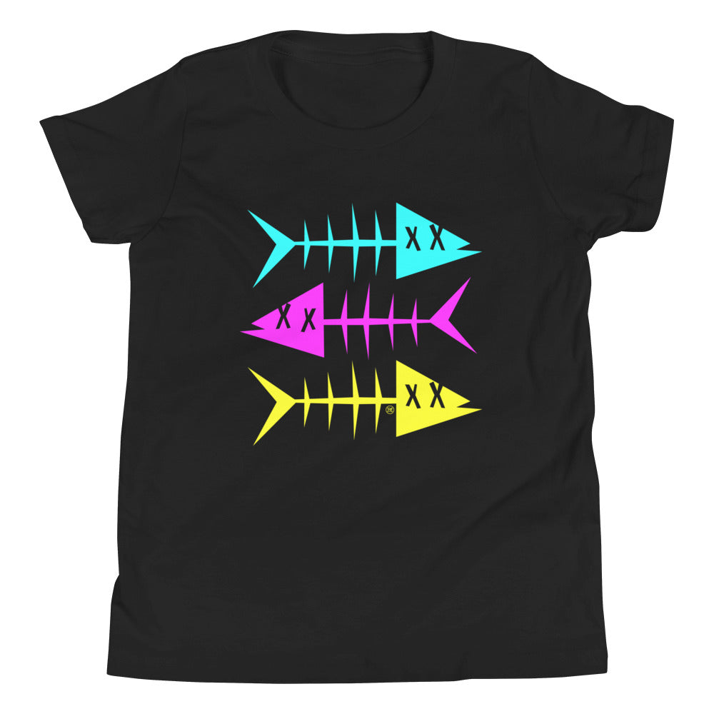 Clishirt© Cyan Magenta Yellow Fish Youth Short Sleeve T-Shirt