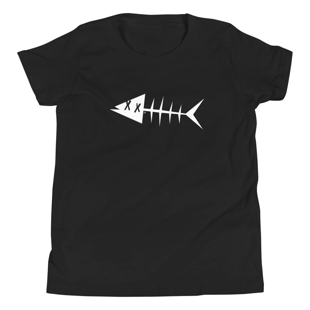 Clishirt© White Fish Youth Short Sleeve Black T-Shirt