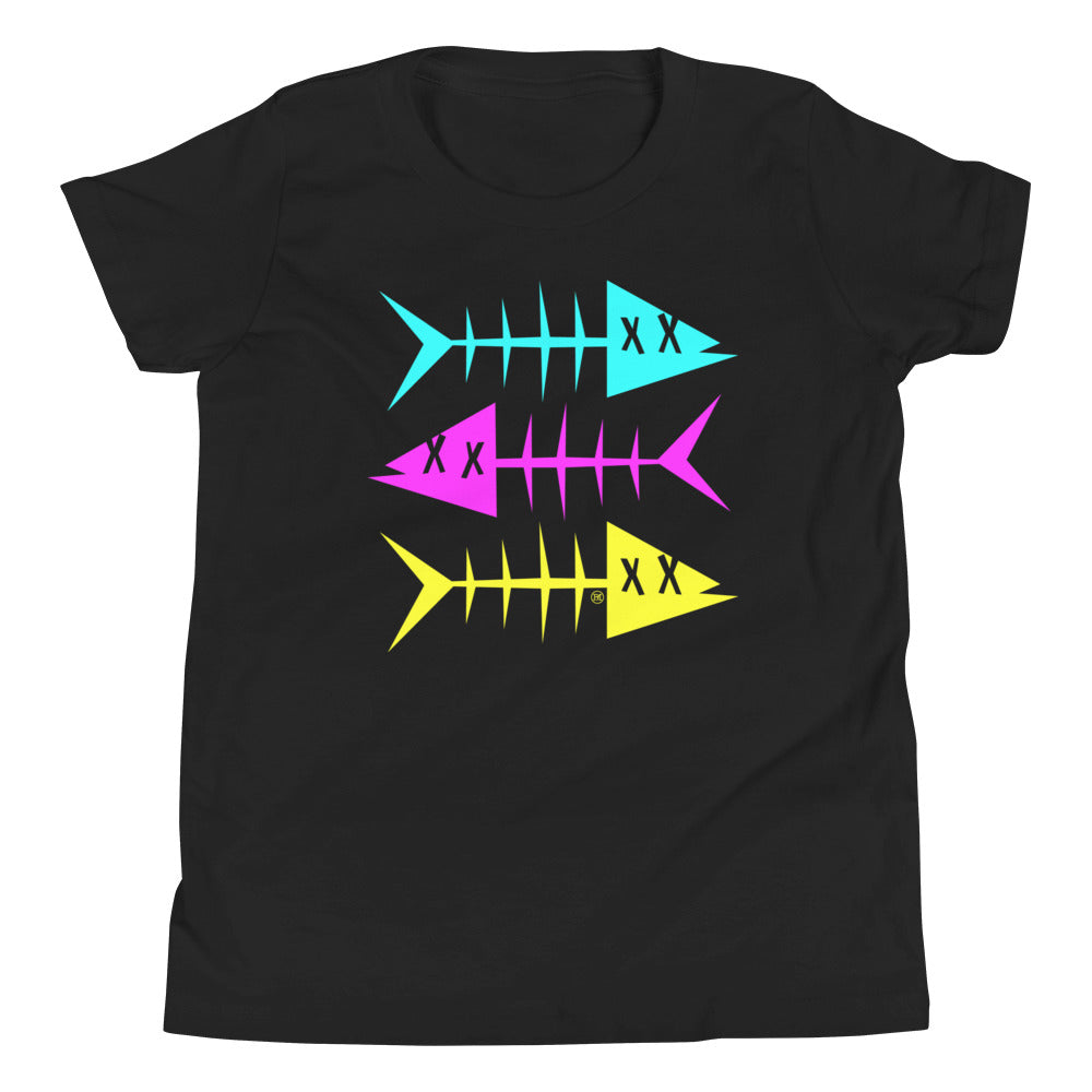 Clishirt© Cyan Magenta Yellow Fish Youth Short Sleeve T-Shirt