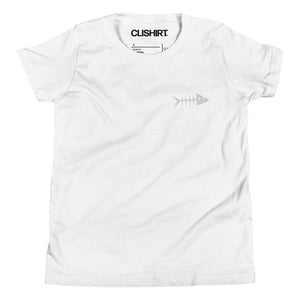 Clishirt© Embroidered White Fish Youth Short Sleeve T-Shirt